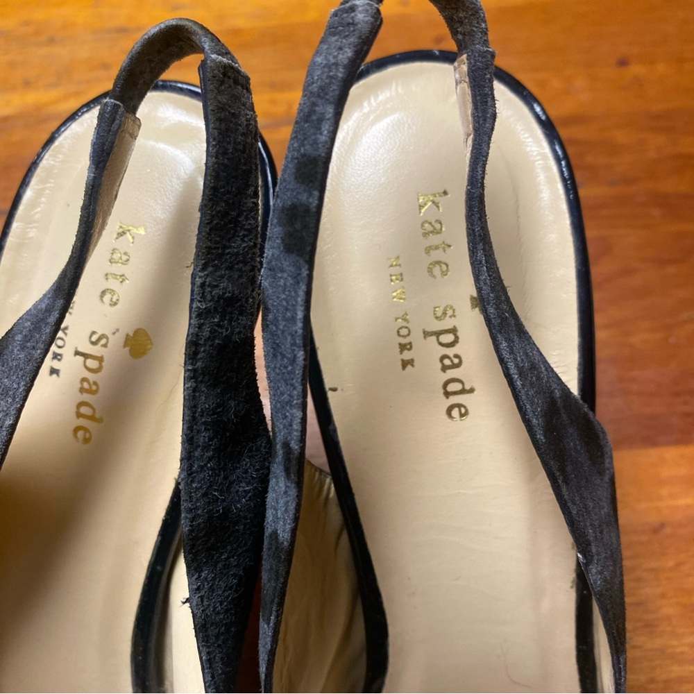 Kate Spade Black Charm Animal Print Slingback Heels - Picture 5 of 5
